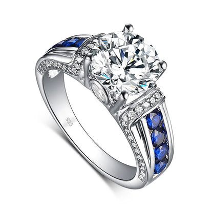 RedWood Brand 2ct Real Moissanite Ring For Women Real 925 Sterling Silver 14K White Gold Plated Diamond Ring  Wedding Jewelry