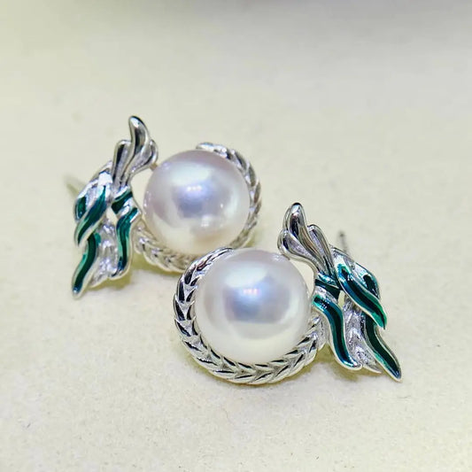 Wholesale S925 Sterling Silver Earrings Mount Findings Settings Base Mounting Parts Accessory for 7-8mm Pearls 5 pairs/lot