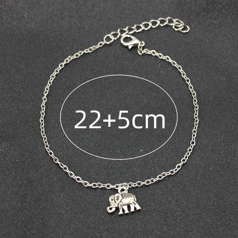 New Fashion Retro Elephant Charm Beach Anklets For Women Trendy Silver Color Foot Jewelry Wholesale Leg Bracelet Gift For Girl