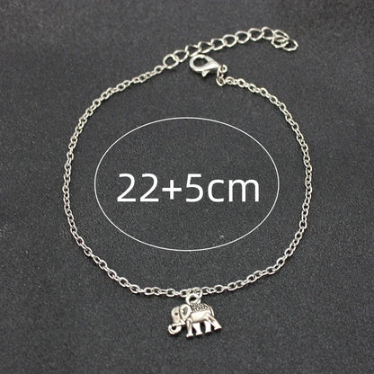 New Fashion Retro Elephant Charm Beach Anklets For Women Trendy Silver Color Foot Jewelry Wholesale Leg Bracelet Gift For Girl