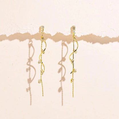 Women's Dangle Earrings 14K Gold Plated Cubic Zirconia Hypoallergenic Lightweight Trendy Fashion Jewelry for Women