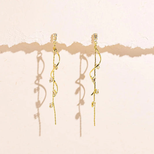 Orecchini Pendenti Donna Oro Placcato 14K e Zirconi Cubici Anallergici Leggeri Trendy Gioielli di Moda per le Donne