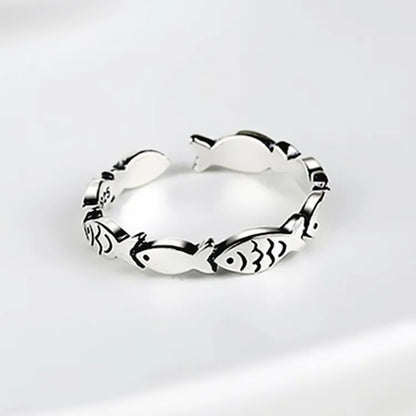 925 Sterling Silver Fish Adjustable Rings For Women Engagement Jewelry Wholesale  and  Jewellery