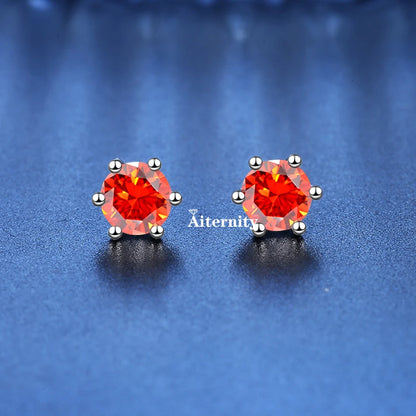 GRA Moissanite VVS1 Earrings Women 925 Sterling Silver Moissanita And Zircon Ear Studs Pink Yellow Red Orange Pass Diamond Test