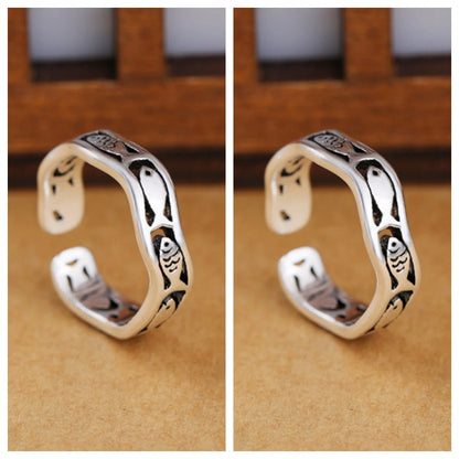 Buyee 925 Sterling Silver Ring Finger Cute Fish Simple Open Ring for Woman Man Fashion Animal Fine Jewelry Circle with Box