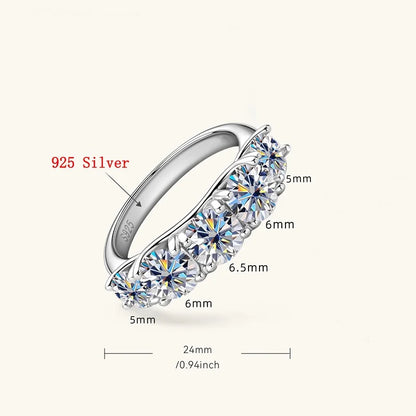 5 Stones 3.6CT All Moissanite Rings for Women gold Plated 925 Sterling Sliver Wedding Band Sparkling Diamonds Fine Jewelry GRA
