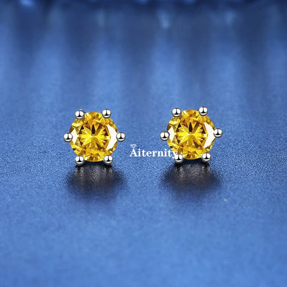 GRA Moissanite VVS1 Earrings Women 925 Sterling Silver Moissanita And Zircon Ear Studs Pink Yellow Red Orange Pass Diamond Test