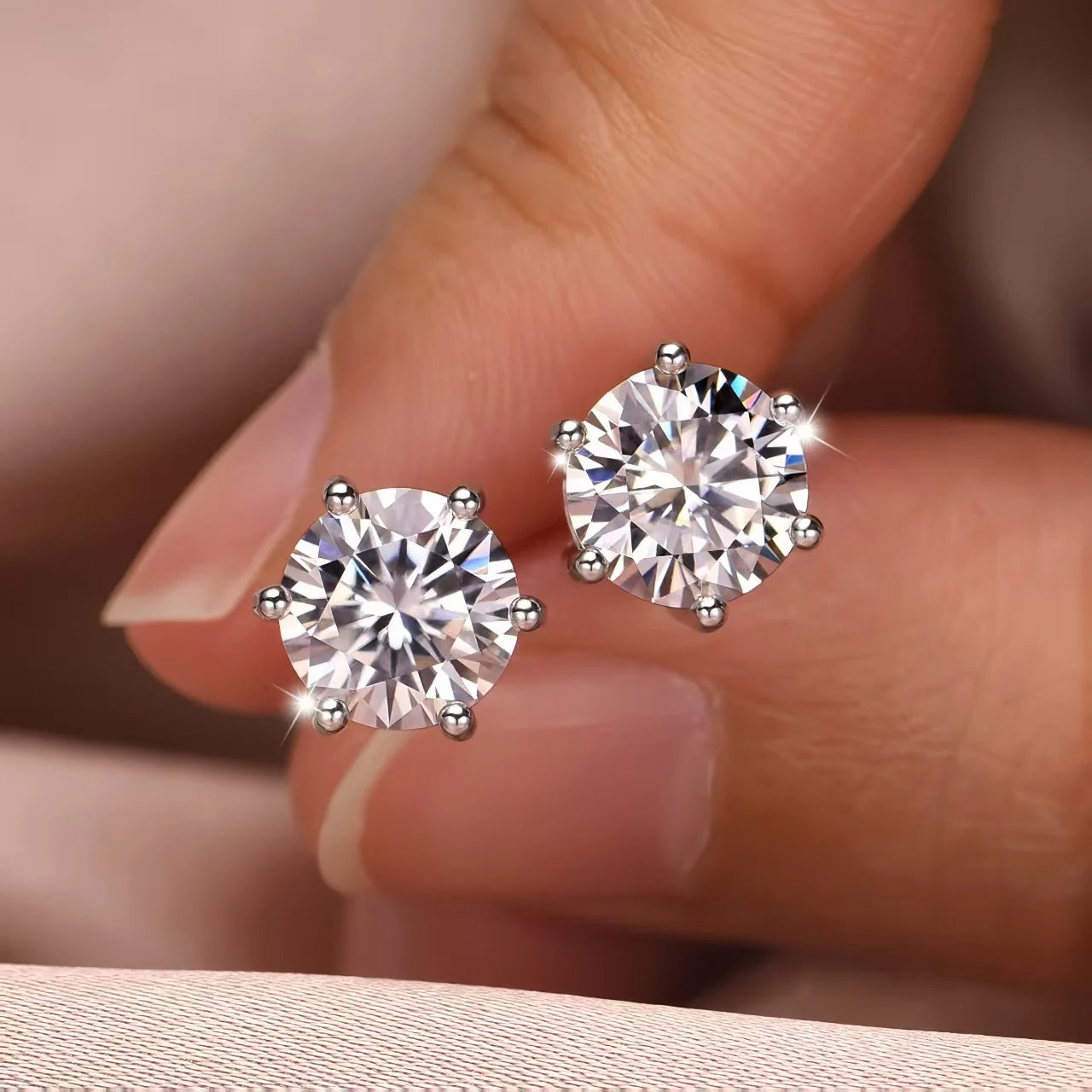 0.5Ct-2Ct D Color Certified Moissanite Stud Earrings Lab Created Diamond 925 Sterling Silver Gold Plated Wedding Jewelry