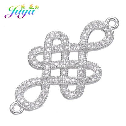 Juya Handmade 18K Gold Plated Cz Paved Decorative Copper Dragon Charms Connectors Accessories For DIY Talisman Jewelry Making
