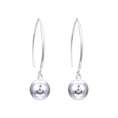 S990 Sterling Silver Drop Earrings for Women Smooth Surface Balls Pure Argentum Ear Drop Classic Fashion Jewelry Wholesale