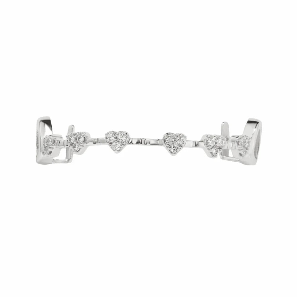 Trendy Hip Hop Dental Grills rhinestone Double Glossy Charm Teeth Grillz Simple Gold/Silver Tooth Caps for Women Men