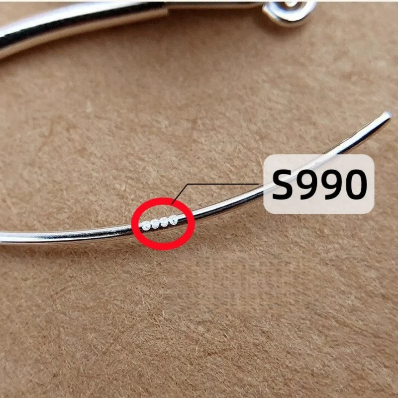 S990 Sterling Silver Drop Earrings for Women Smooth Surface Balls Pure Argentum Ear Drop Classic Fashion Jewelry Wholesale