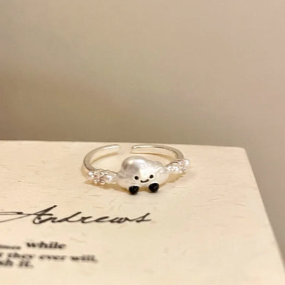 925 Sterling Silver Zircon Dog Ring For Women Animal Matte Irregular Cloud Halloween Creativity Jewelry Gift Dropship