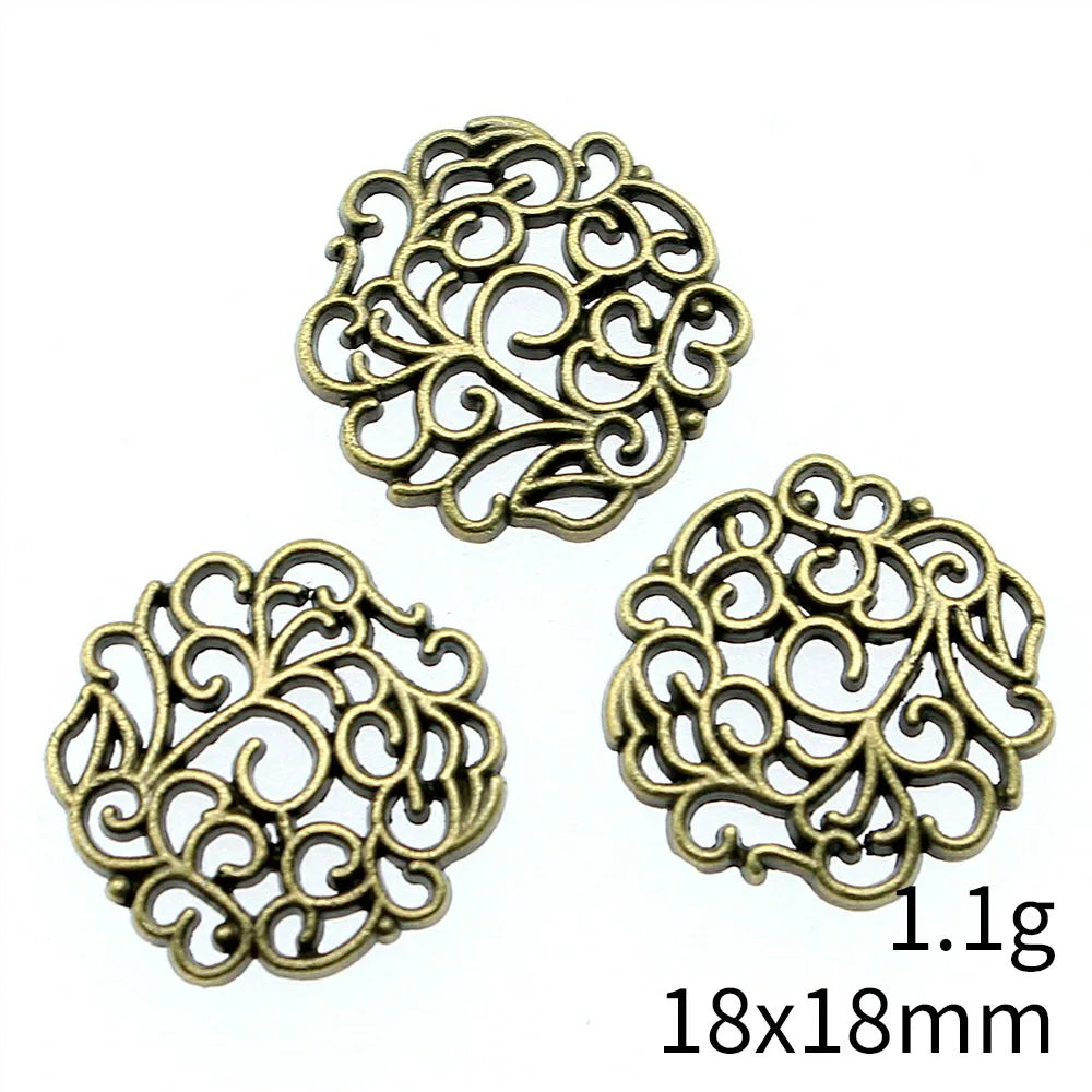 10pcs 18x18mm 2 Colors Antique Silver Color Antique Bronze Color Flowers Charms Handmade Jewelry Making Accessories