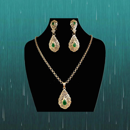 French jewelry water drop crystal necklace earrings Birthday party jewelry Arab banquet luxury gold color wedding jewelry