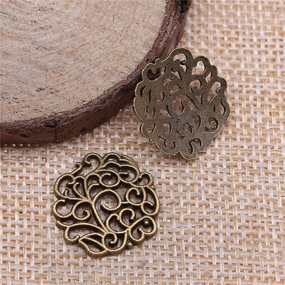 10pcs 18x18mm 2 Colors Antique Silver Color Antique Bronze Color Flowers Charms Handmade Jewelry Making Accessories