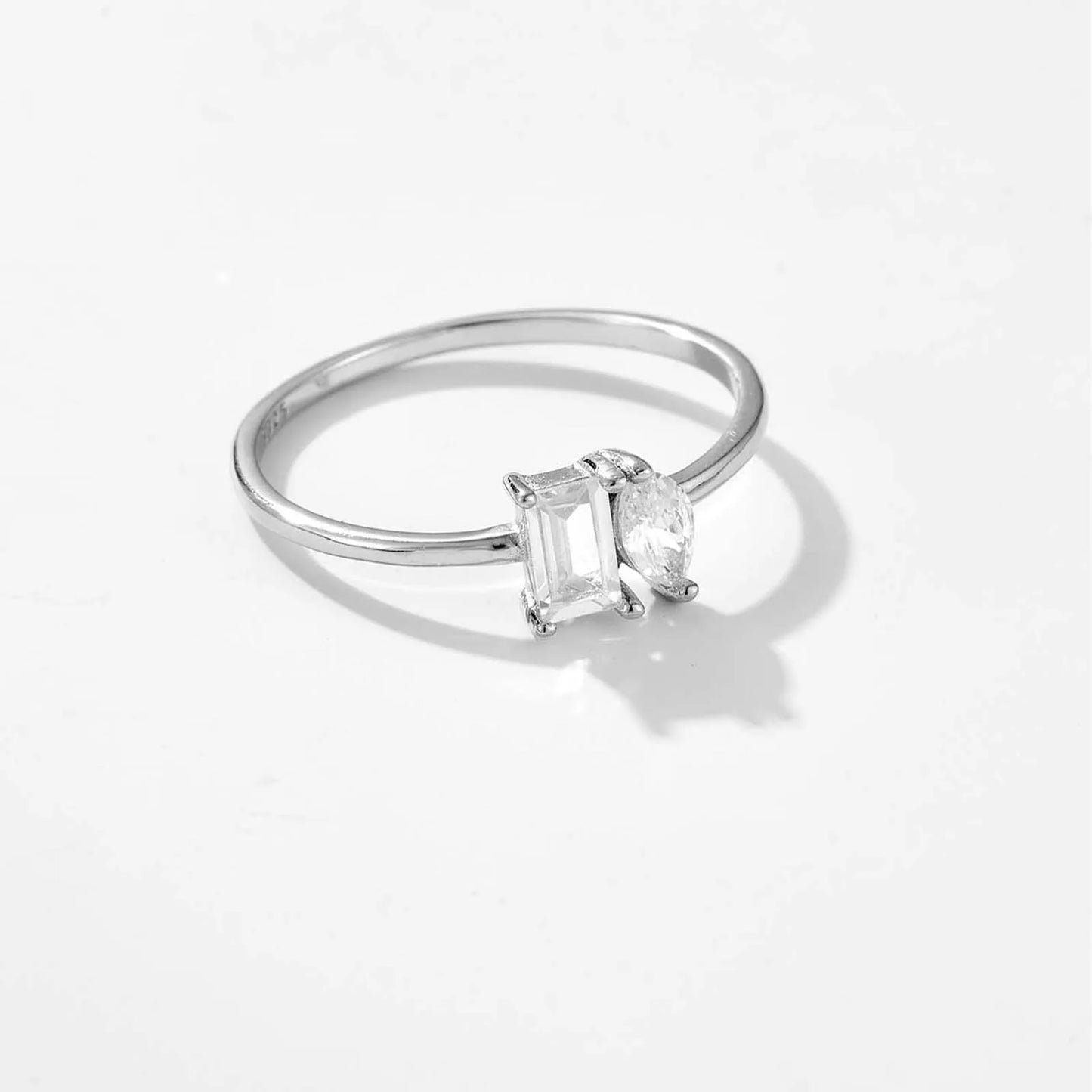 ANDYWEN New 925 Sterling Silver Square Marqulse Zircon Simple Definite Ring Women Silver Wedding Party Fine Jewelry