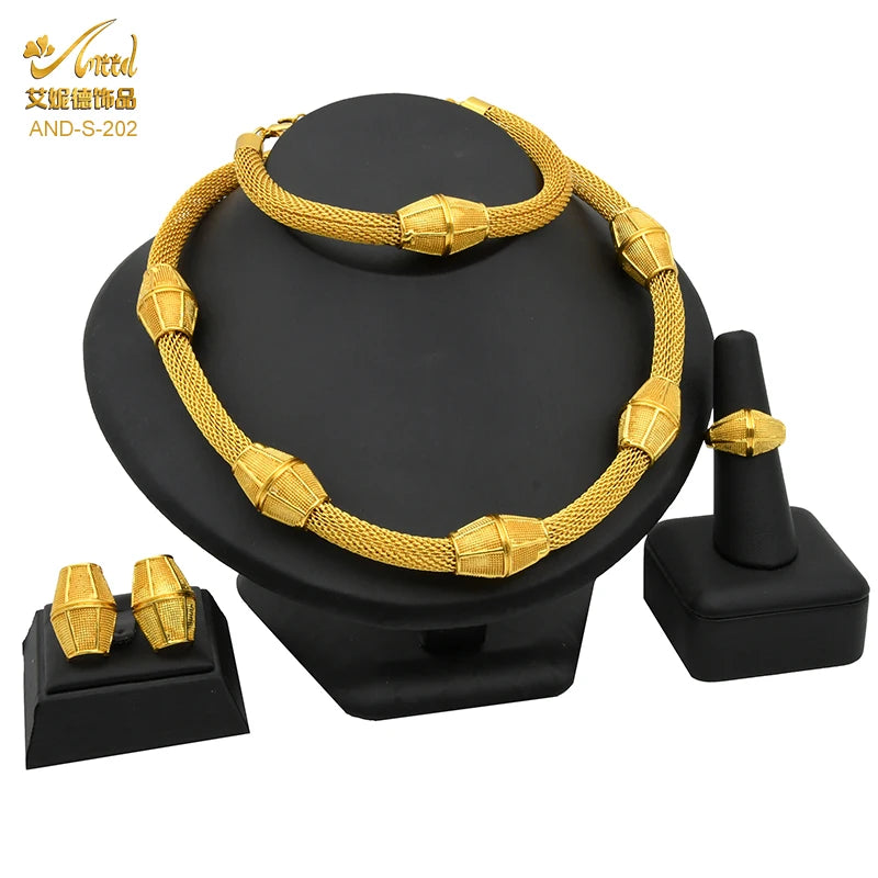 ANIID Dubai African Jewelry Sets For Women Big Animal Indian 24K Gold Color Jewelery Nigerian Necklace Ring Earring Wedding
