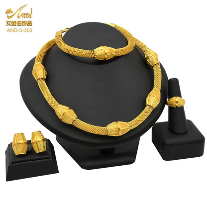ANIID Dubai African Jewelry Sets For Women Big Animal Indian 24K Gold Color Jewelery Nigerian Necklace Ring Earring Wedding
