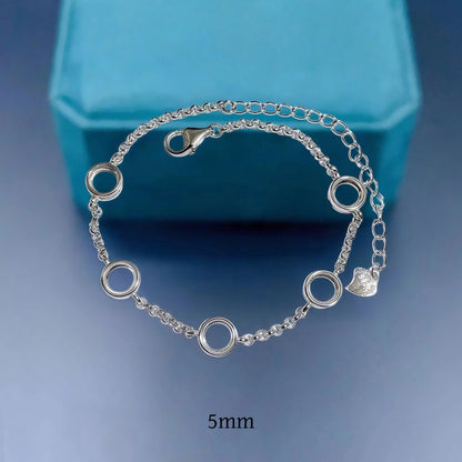 Fashion DIY Bracelet Empty Holder S925 Sterling Silver Setting 5mm Round Stone Design Simple Fine Jewelry Accessory for Woman