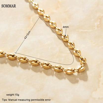 SOMMAR stainless steel  Gold color Lady choker 42cm extender 3cm adjust  necklace pig tonge neck jewelery floating charms