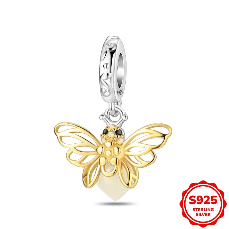 Glow-in-the-dark Fireflies Dangle Charm Bead Fits 3mm Bracelet Bangle Necklace For Women Pendant Luxury DIY Jewelry Making Gifts
