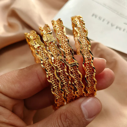 Gold Color Bangles For Women Girls Wedding Bracelet Bangles African Bridal  Jewelery Bijoux Femme wedding Bangles jewelry