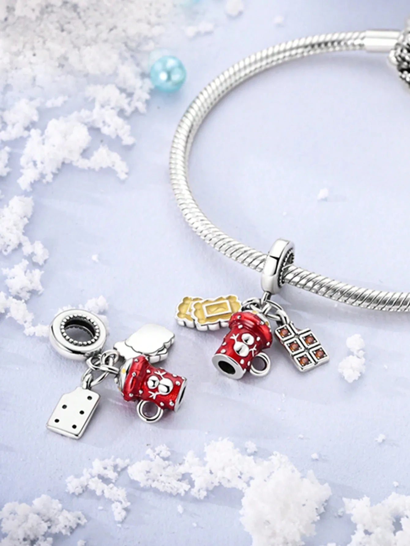 Charms Plata Christmas Bear Snowman Penguin Beads Charm Silver Plated Fit Charms Original Bracelet for Jewelry Making DIY Charm