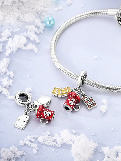 Charms Plata Christmas Bear Snowman Penguin Beads Charm Silver Plated Fit Charms Original Bracelet for Jewelry Making DIY Charm