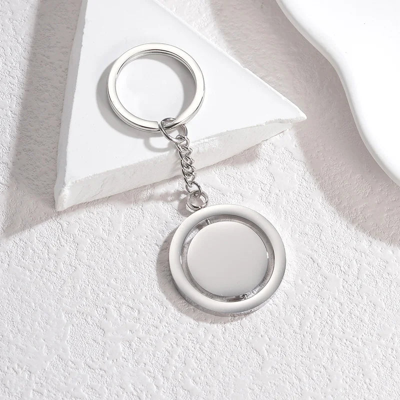 Spark Personalized Stainless Steel Butterfly Heart Shape Rotate Keychain Engrave Name For Women Couple Accessory Jewelry Gift