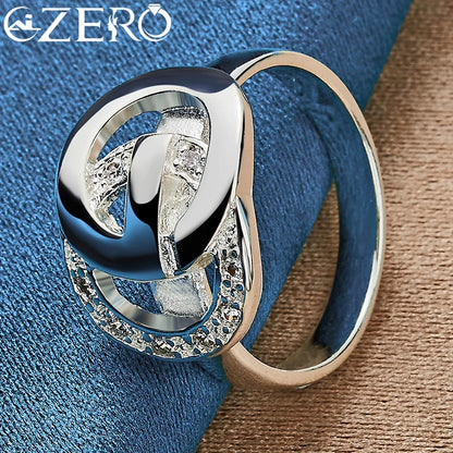 ALIZERO 925 Sterling Silver Letter e Zircon Ring For Woman Wedding Rings Engagement Band Fashion Party Charms Jewelry Gift