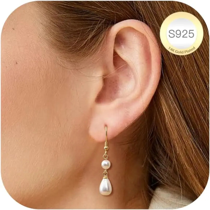 Orecchini Perle Donna Naturali D'acqua Orecchino Argento 925 Perla Bianche Orecchini Pendenti Donna Oro Dorati