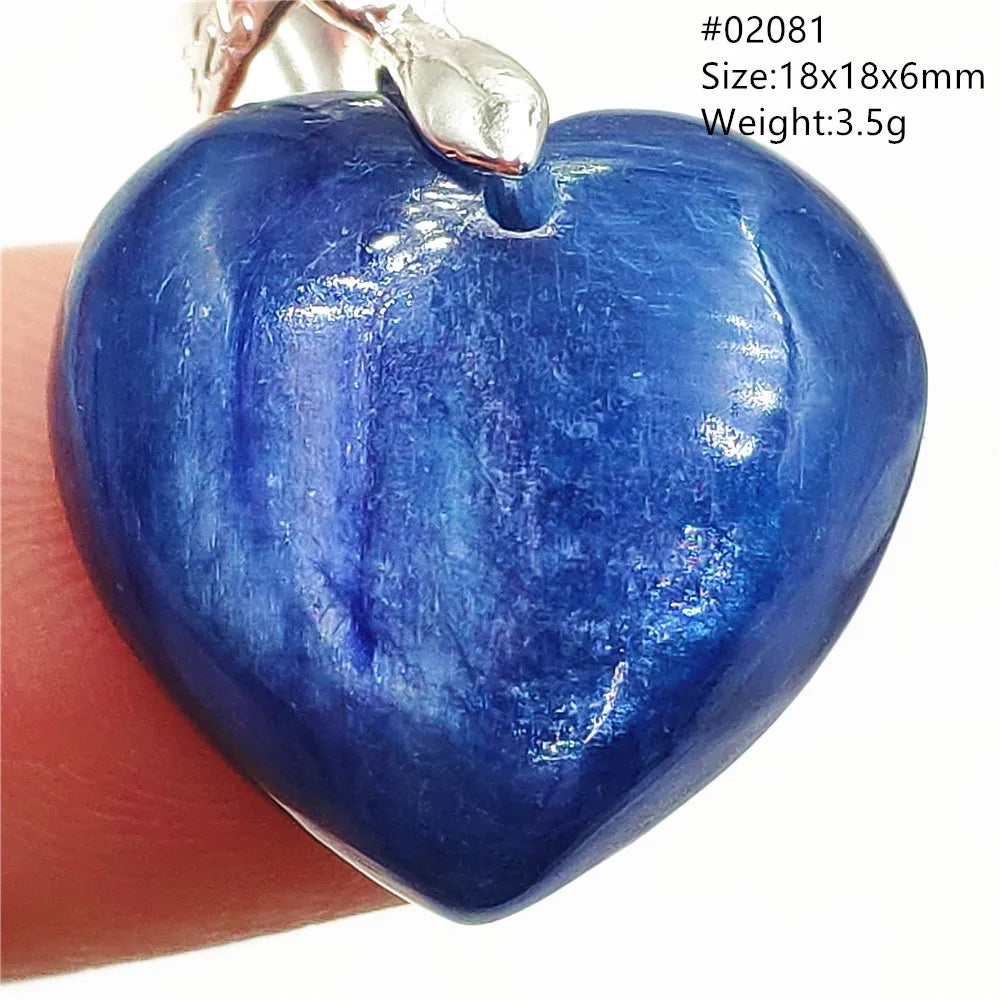 Natural Blue Kyanite Heart Love Pendant Jewelry Women Men Kyanite Necklace Cat Eye Beads Best Gift Fashion AAAAA