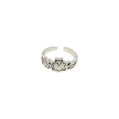 925 Sterling Silver Zircon Dog Ring For Women Animal Matte Irregular Cloud Halloween Creativity Jewelry Gift Dropship