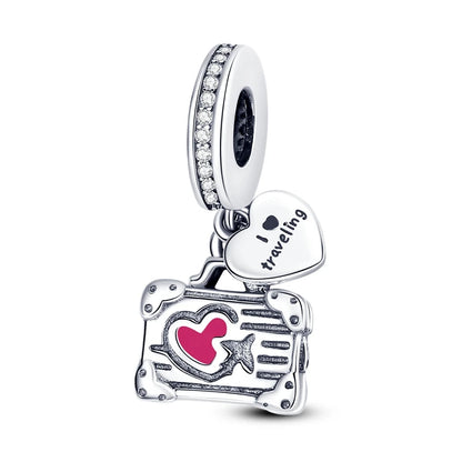 Silver Plated Cat Moon Star Earphone Dangle Charm Bead Pendant Fit Bangle Bracelet for Women Gift DIY Making