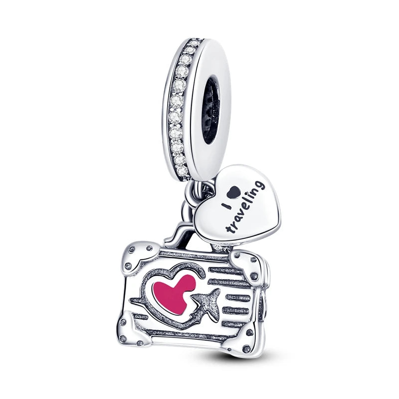 Silver Plated Cat Moon Star Earphone Dangle Charm Bead Pendant Fit Bangle Bracelet for Women Gift DIY Making
