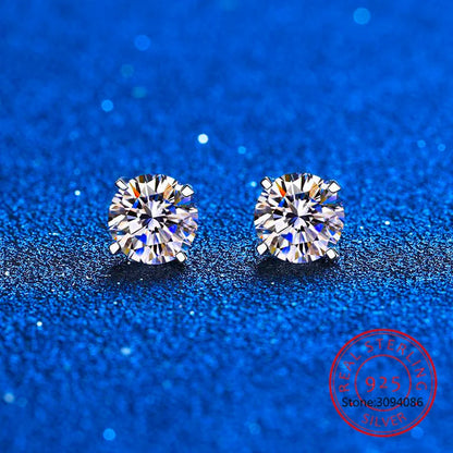 Certified 2ct D Color Moissanite Studs Earrings for Women White Gold S925 Sterling Silver Brilliant Lab Diamond Earring