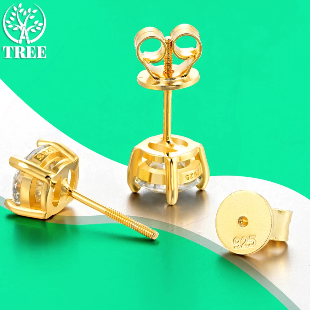 ALITREE 1ct D Color Moissanite Earrings 925 Sterling Sliver Plated Gold Diamond Ear Studs with GRA Certificate for Women Jewelry