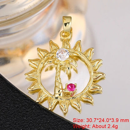 Juya 18K Real Gold Plated Star Of David Palm Tree Bird Flower Love Heart Evil Eye Charms For DIY Fashion Pendant Jewelry Making