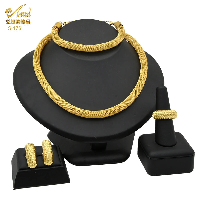 ANIID Dubai African Jewelry Sets For Women Big Animal Indian 24K Gold Color Jewelery Nigerian Necklace Ring Earring Wedding