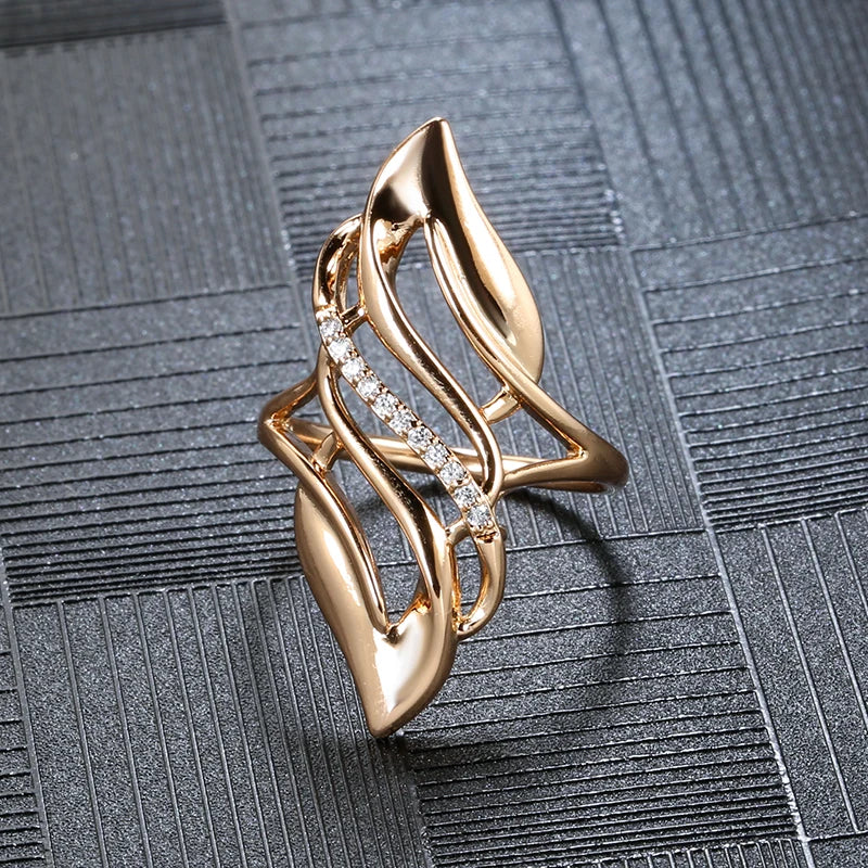Kinel 2021 Trendy 585 Rose Gold Ring Bride Wedding Ethnic Jewelry Luxury Natural Zircon Rings for Women Fashion Fine Jewelry