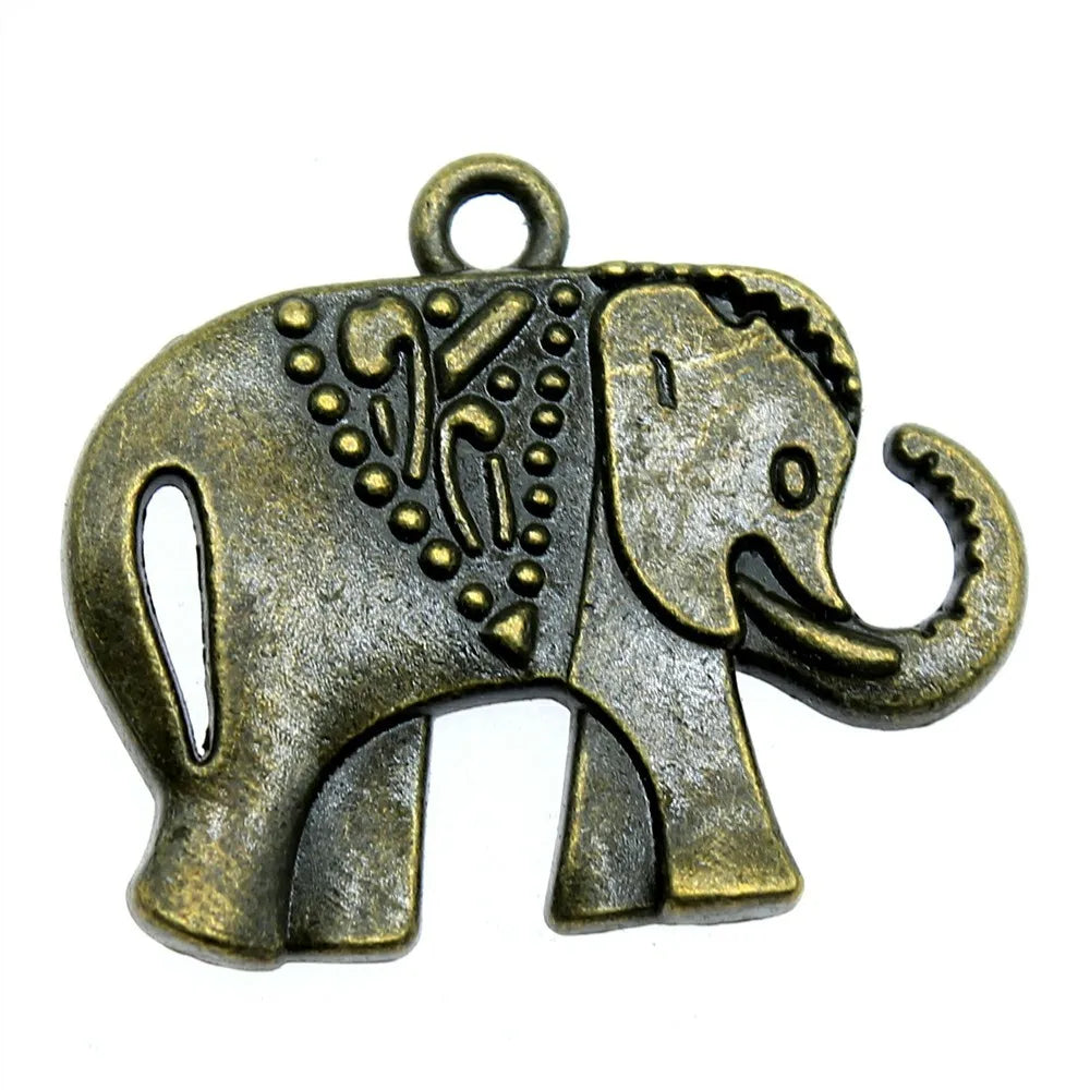 10pcs 25x21mm 2 Colors Antique Silver Color Antique Bronze Color Elephant Charms Handmade Jewelry Making Accessories