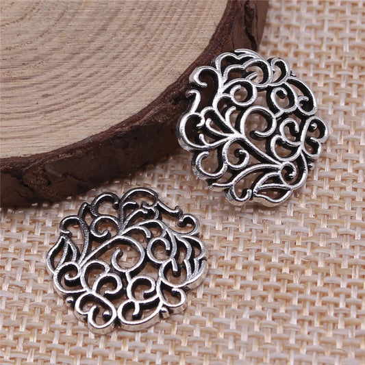 10pcs 18x18mm 2 Colors Antique Silver Color Antique Bronze Color Flowers Charms Handmade Jewelry Making Accessories