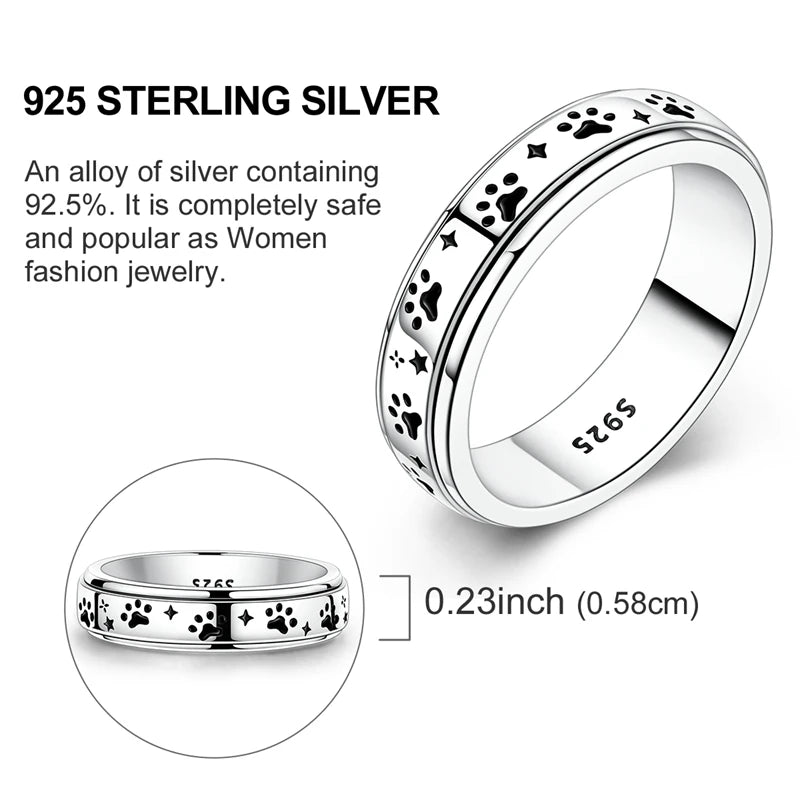 Original 925 Sterling Silver Sparkling Starry Paw Ring For Women Girls Jewelry Birthday Anniversary Gifts