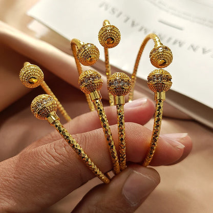 Gold Color Bangles For Women Girls Wedding Bracelet Bangles African Bridal  Jewelery Bijoux Femme wedding Bangles jewelry
