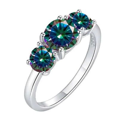 Total 4.0CT D Color Moissanite Three Stone Engagement Ring 925 Silver Rings 18K Gold Plated Customs Fine Jewelry Gift Wholesale