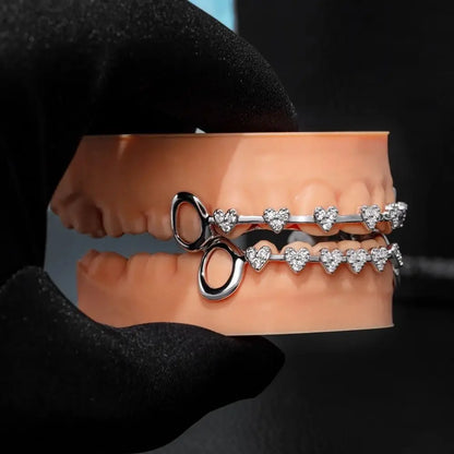 Trendy Hip Hop Dental Grills rhinestone Double Glossy Charm Teeth Grillz Simple Gold/Silver Tooth Caps for Women Men