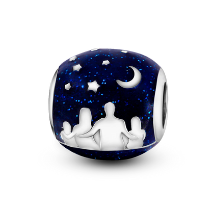 Silver Plated Cat Moon Star Earphone Dangle Charm Bead Pendant Fit Bangle Bracelet for Women Gift DIY Making
