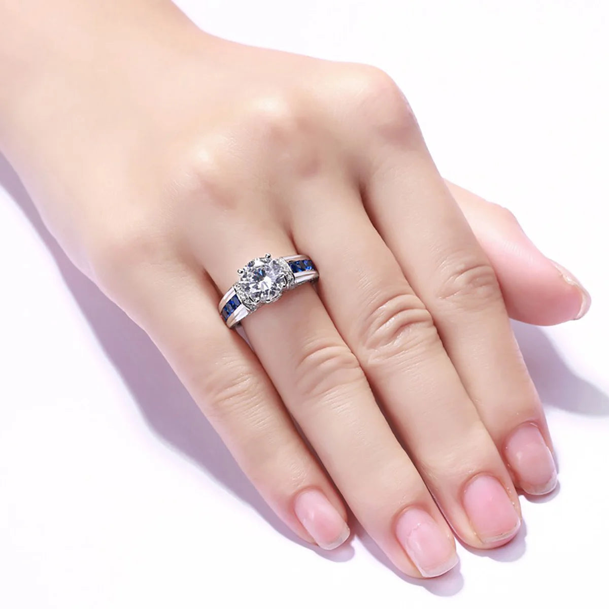 RedWood Brand 2ct Real Moissanite Ring For Women Real 925 Sterling Silver 14K White Gold Plated Diamond Ring  Wedding Jewelry