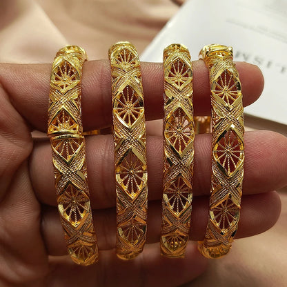 Gold Color Bangles For Women Girls Wedding Bracelet Bangles African Bridal  Jewelery Bijoux Femme wedding Bangles jewelry